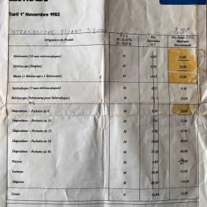 Tarif des produits Lestrade revendeurs avec prix public maximum recommandé du 1er Novembre 1982