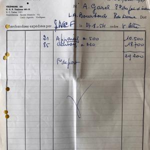 Facture du 26 Août 1954